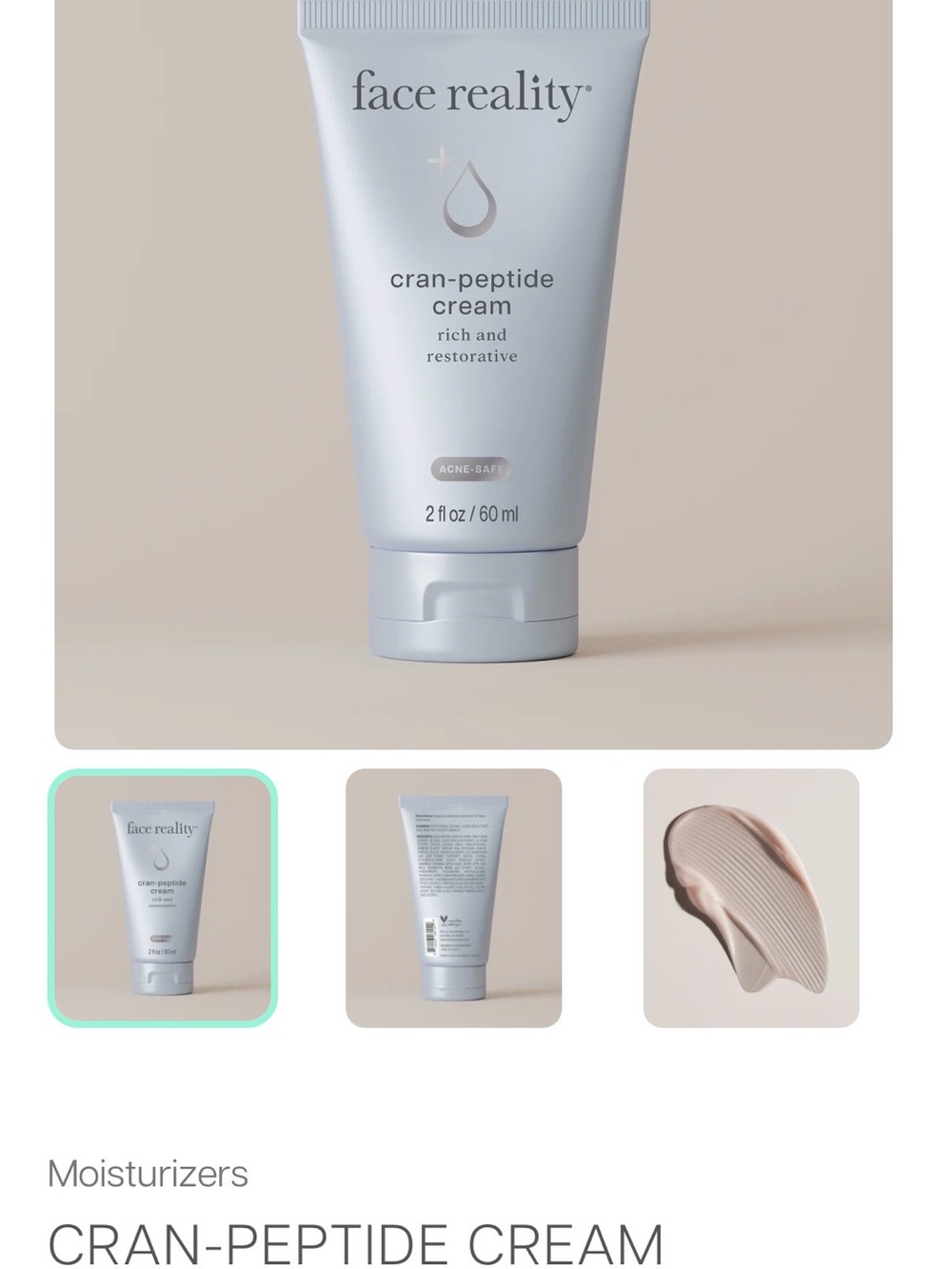 Unopened face reality Cran-Peptide Cream NWT